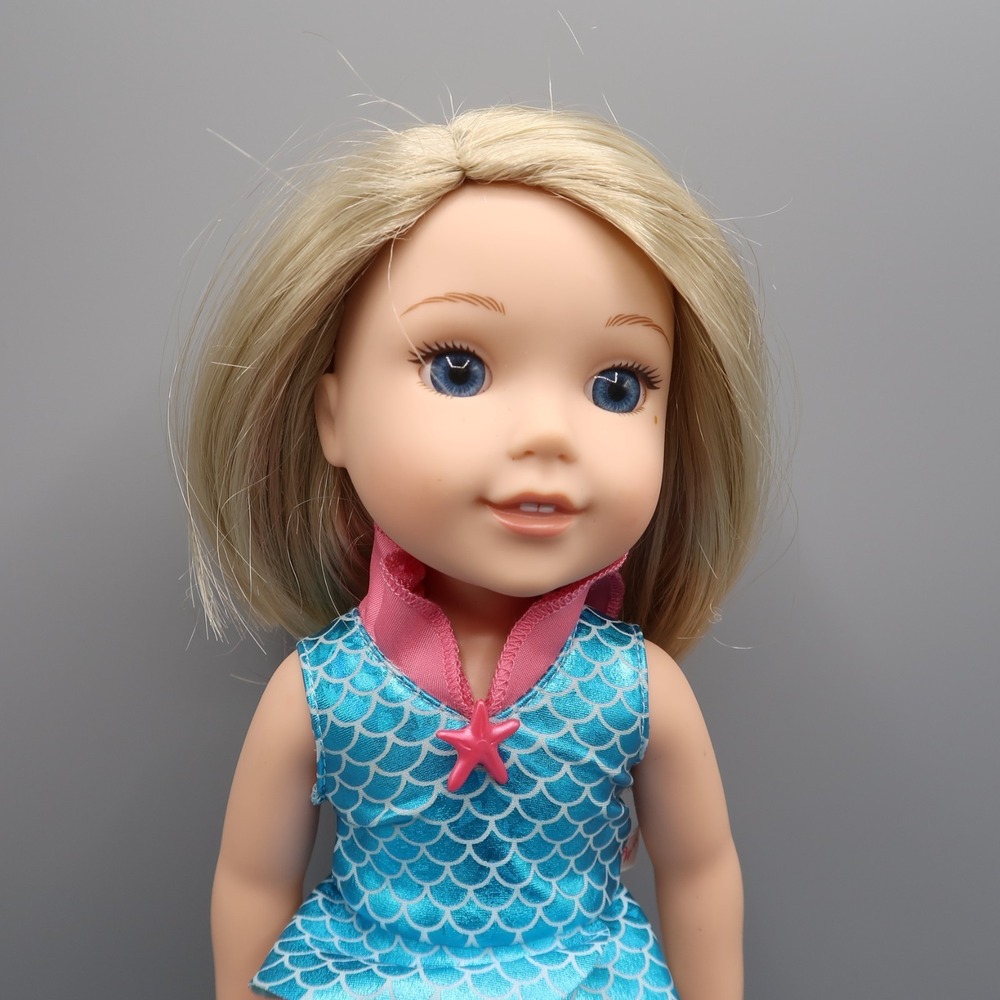 American‎ Girl Wellie Wishers Doll Camille Mermaid Outfit & Boots Blonde 14.5"